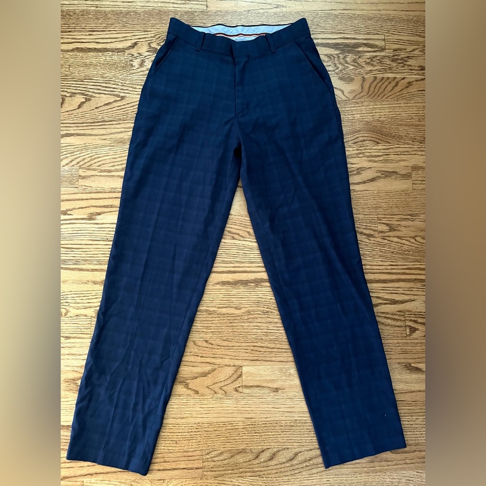 Tommy Hilfiger TH Flex Sz. 18 Blue Plaid Dress/Golf Straight Leg Pants Big Boys